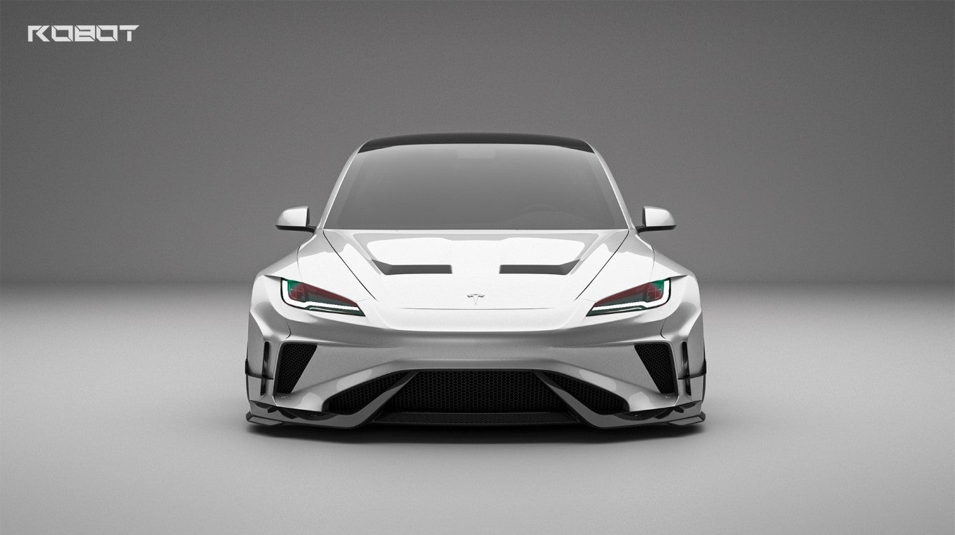 Tesla Model 3 Highland / Performance 2024-ON with Aftermarket Parts - Full Complete Kit Carbon Fiber / FRP from Robot Craftsman Tesla Model 3 Highland / Performance 2024-ON with Aftermarket Parts - Full Complete Kit Carbon Fiber / FRP from Robot Craftsman