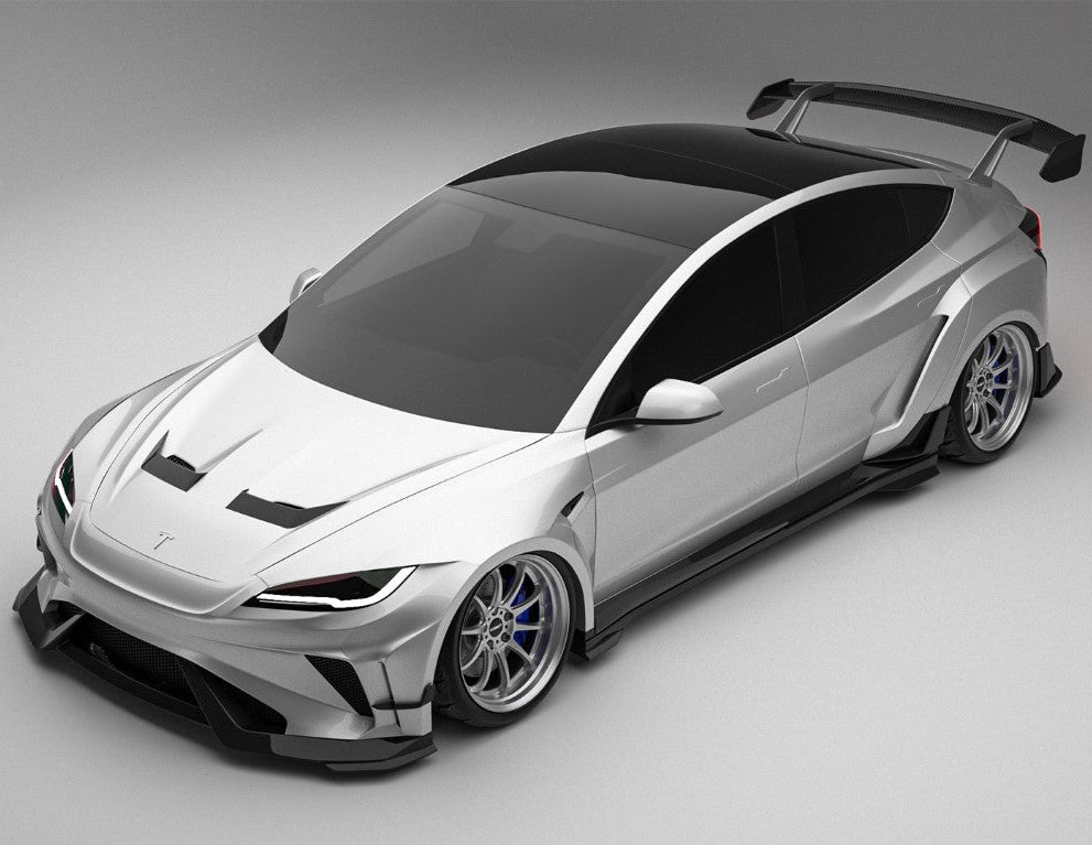 Tesla Model 3 Highland / Performance 2024-ON with Robot Craftsman's Aftermarket Parts - Robot Package A Carbon Fiber / FRP Tesla Model 3 Highland / Performance 2024-ON with Robot Craftsman's Aftermarket Parts - Robot Package A Carbon Fiber / FRP