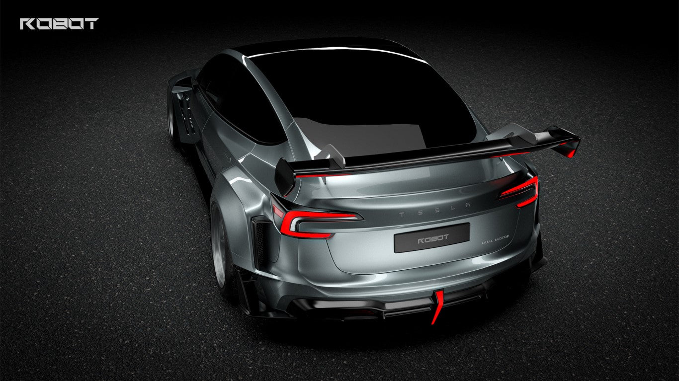 Tesla Model 3 Highland  Performance 2024-ON with Robot Craftsman's Aftermarket Parts - Carbon Fiber & FRP GT Wing HACKER Tesla Model 3 Highland  Performance 2024-ON with Robot Craftsman's Aftermarket Parts - Carbon Fiber & FRP GT Wing HACKER
