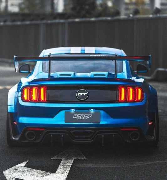 Ford Mustang Ecoboost V6 GT March1 Bullitt S550.1 S550.2 2015 2016 2017 2018 2019 2020 2021 2022 2023 with Aftermarket Parts - "CAVALIER" Ducktail Spoiler & Rear Trunk Lid Cover Carbon Fiber / FRP from Robot Craftsman