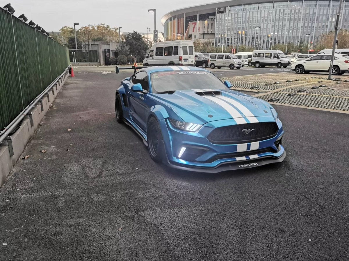 Ford Mustang Ecoboost V6 GT S550.1 2015 2016 2017 with Aftermarket Parts - "CAVALIER" Hood & Replacement Hood Carbon Fiber / FRP from Robot Craftsman