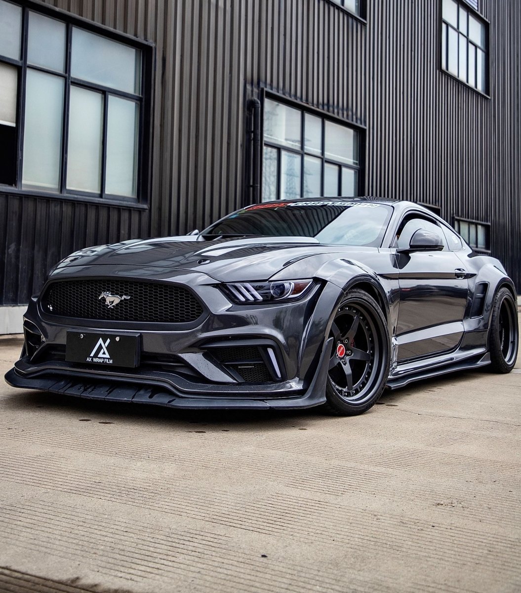Ford Mustang Ecoboost V6 GT S550.1 2015 2016 2017 with Aftermarket Parts - "CAVALIER" Hood & Replacement Hood Carbon Fiber / FRP from Robot Craftsman