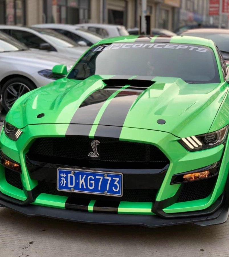 Ford Mustang Ecoboost V6 GT S550.1 2015 2016 2017 with Aftermarket Parts - "CAVALIER" Hood & Replacement Hood Carbon Fiber / FRP from Robot Craftsman
