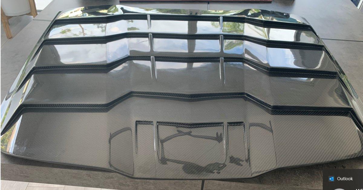 Ford Mustang Ecoboost V6 GT March1 Bullitt S550.1 S550.2 2015 2016 2017 2018 2019 2020 2021 2022 2023 with Aftermarket Parts - "DAWN & DUSK" Rear Window Louvers Carbon Fiber / FRP from Robot Craftsman