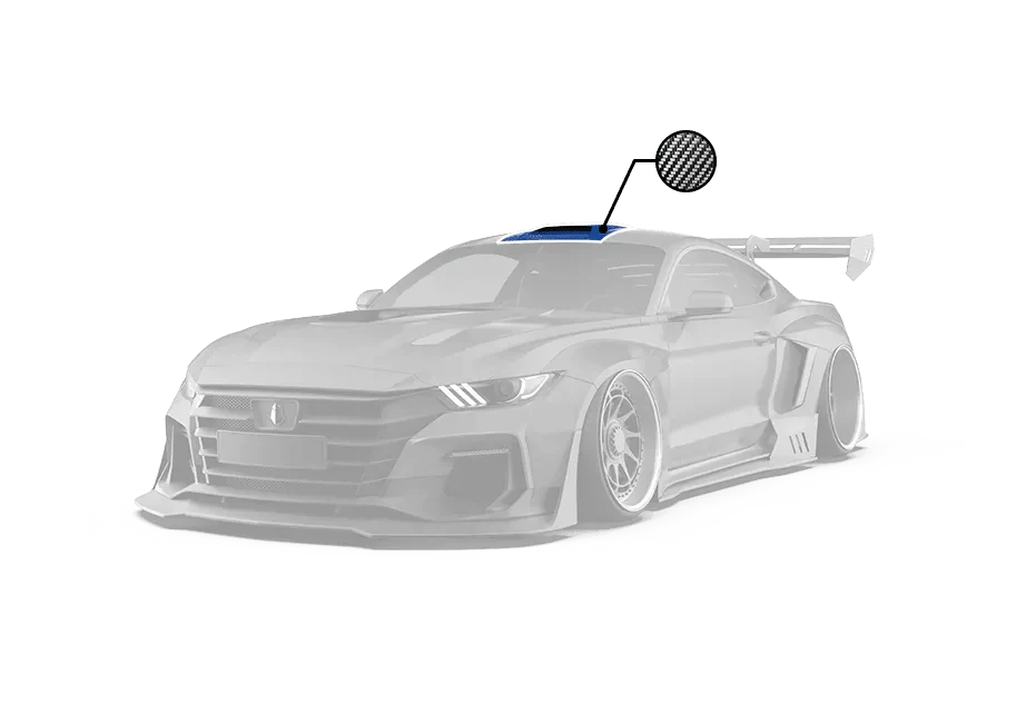 Mustang Ecoboost V6 GT March1 Bullitt S550.1 S550.2 2015 2016 2017 2018 2019 2020 2021 2022 2023 with Aftermarket Parts - "DAWN & DUSK" Roof Scoop Carbon Fiber / FRP from Robot Craftsman