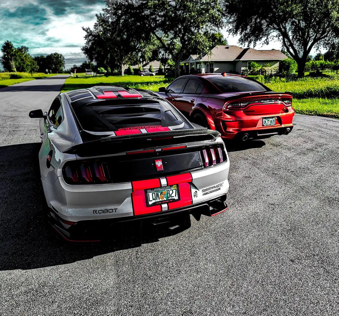 Mustang Ecoboost V6 GT March1 Bullitt S550.1 S550.2 2015 2016 2017 2018 2019 2020 2021 2022 2023 with Aftermarket Parts - "DAWN & DUSK" Roof Scoop Carbon Fiber / FRP from Robot Craftsman