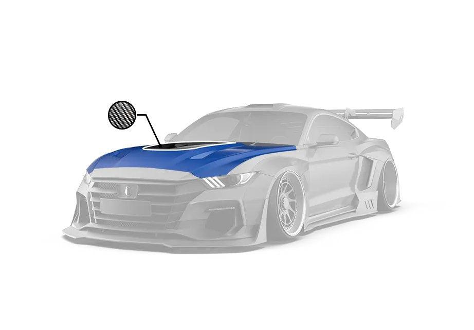 Ford Mustang Ecoboost V6 GT S550.1 2015-2017 & Mustang Ecoboost V6 GT March1 Bullitt S550.2 2018-2023 with Aftermarket Parts - "DAWN" Hood Bonnet Carbon Fiber / FRP from Robot Craftsman