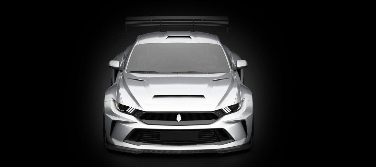 Ford Mustang Ecoboost V6 GT 2015 2016 2017 & Mustang Ecoboost V6 GT S550.1 2015 2016 2017 & Mustang Ecoboost V6 GT March1 Bullitt S550.2 2018 2019 2020 2021 2022 2023 with Aftermarket Parts - DUSK Front Bumper & Lip (Badge included) & Replacement Front Lip Only Carbon Fiber / FRP from Robot Craftsman