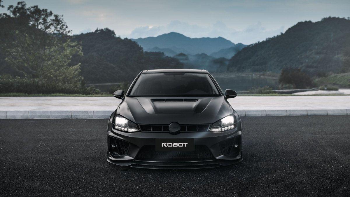 Volkswagen Golf R GTI Base MK7 MK7.5 2015 2016 2017 2018 2019 2020 2021 with Aftermarket Parts - Front Grill Replacement & ROBOT emblem cover Carbon Fiber / FRP from Robot Craftsman Volkswagen Golf R GTI Base MK7 MK7.5 2015 2016 2017 2018 2019 2020 2021 with Aftermarket Parts - Front Grill Replacement & ROBOT emblem cover Carbon Fiber / FRP from Robot Craftsman