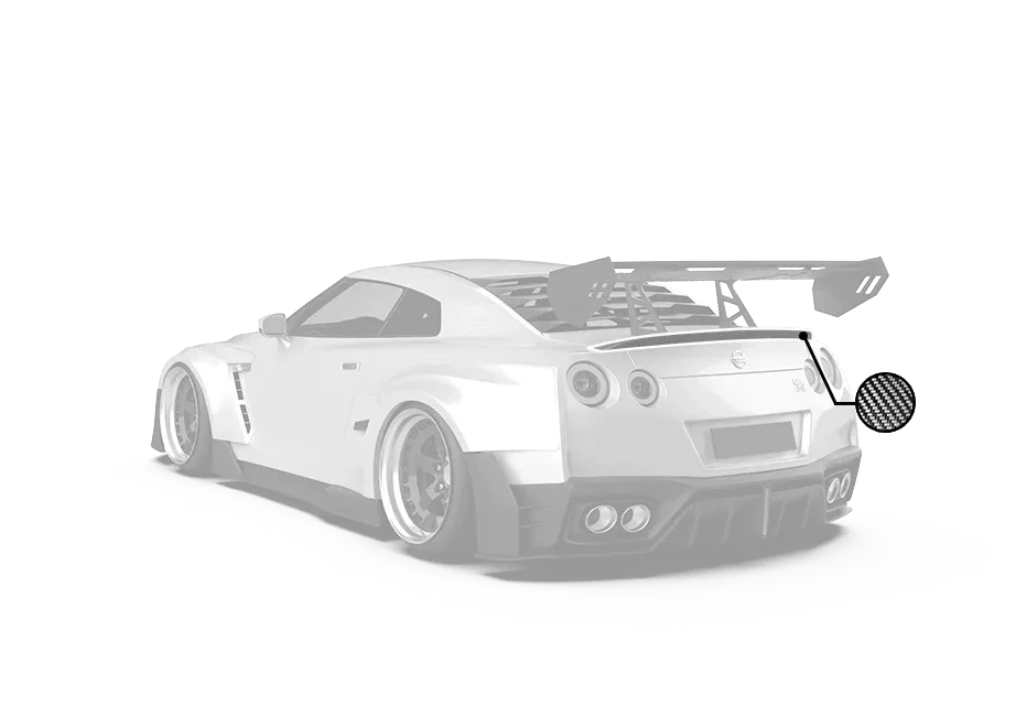 Nissan GTR Nismo T-Spec Black Edition Track Edition Premium Pure 2008 2009 2010 2011 2012 2013 2014 2015 2016 2017 2018 2019 2020 2021 2022 2023 2024 with Aftermarket Parts - "Godzilla" Rear Ducktail Spoiler Carbon Fiber / FRP from Robot Craftsman