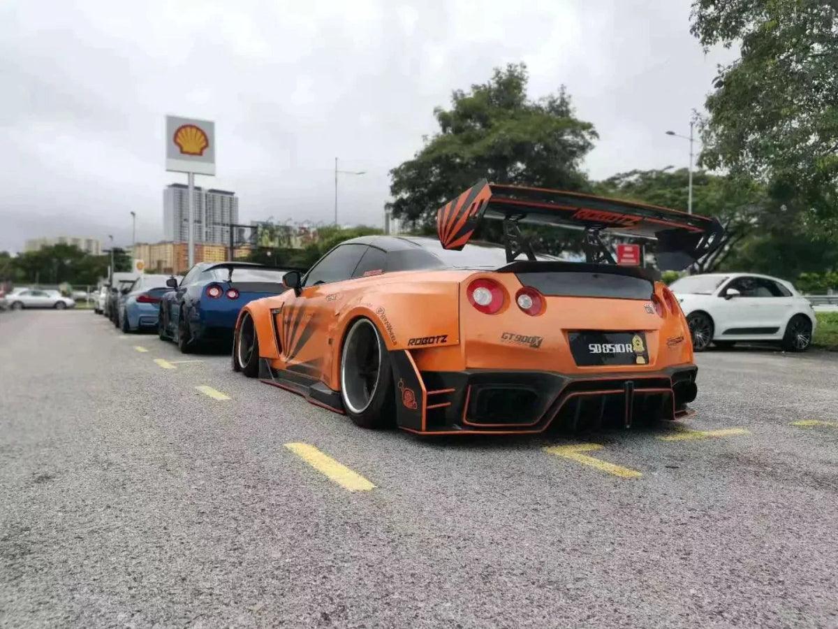 Nissan GTR Nismo T-Spec Black Edition Track Edition Premium Pure 2008 2009 2010 2011 2012 2013 2014 2015 2016 2017 2018 2019 2020 2021 2022 2023 2024 with Aftermarket Parts - "Godzilla" Rear Ducktail Spoiler Carbon Fiber / FRP from Robot Craftsman