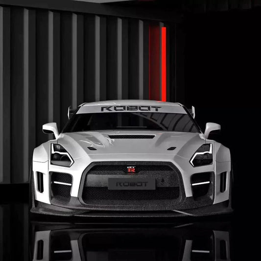 Nissan GTR Nismo Black Edition Track Edition Premium Base 2008 2009 2010 2011 2012 2013 2014 2015 2016 (for installation on 2017-2024 vehicles, 2008-2016 front bumper is recommended) with Aftermarket Parts - "Godzilla" Hood Bonnet Carbon Fiber / FRP from Robot Craftsman