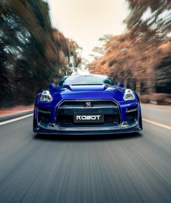 Nissan GTR Nismo Black Edition Track Edition Premium Base CBA DBA 2008 2009 2010 2011 2012 2013 2014 2015 2016 (for installation on 2017 2018 2019 2020 2021 2022 2023 2024 vehicles, 2008 2009 2010 2011 2012 2013 2014 2015 2016 hood is recommended) with Aftermarket Parts - "Godzilla" Narrow Body Front Bumper & Front Lip Carbon Fiber / FRP from Robot Craftsman