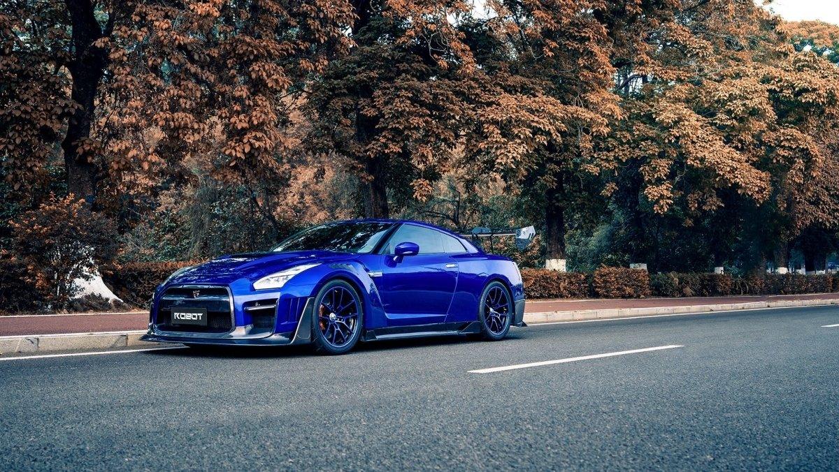 Nissan GTR Nismo Black Edition Track Edition Premium Base CBA DBA 2008 2009 2010 2011 2012 2013 2014 2015 2016 (for installation on 2017 2018 2019 2020 2021 2022 2023 2024 vehicles, 2008 2009 2010 2011 2012 2013 2014 2015 2016 hood is recommended) with Aftermarket Parts - "Godzilla" Narrow Body Front Bumper & Front Lip Carbon Fiber / FRP from Robot Craftsman
