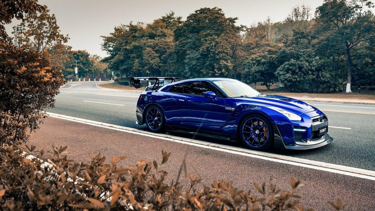 Nissan GTR Nismo Black Edition Track Edition Premium Base CBA DBA 2008 2009 2010 2011 2012 2013 2014 2015 2016 (for installation on 2017 2018 2019 2020 2021 2022 2023 2024 vehicles, 2008 2009 2010 2011 2012 2013 2014 2015 2016 hood is recommended) with Aftermarket Parts - "Godzilla" Narrow Body Front Bumper & Front Lip Carbon Fiber / FRP from Robot Craftsman