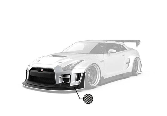 Nissan GTR Nismo Black Edition Track Edition Premium Base CBA DBA 2008 2009 2010 2011 2012 2013 2014 2015 2016 (for installation on 2017 2018 2019 2020 2021 2022 2023 2024 vehicles, 2008 2009 2010 2011 2012 2013 2014 2015 2016 hood is recommended) with Aftermarket Parts - "Godzilla" Widebody Front Bumper & Front Lip Carbon Fiber / FRP from Robot Craftsman