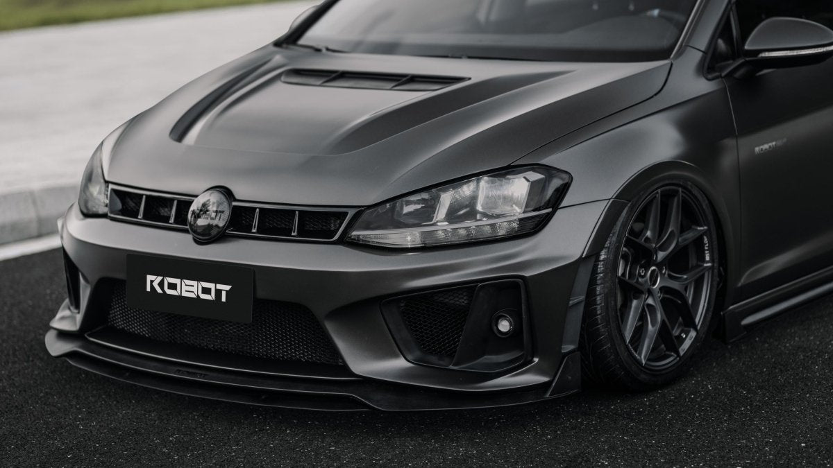 Volkswagen Golf R GTI Base MK7 MK7.5 2015 2016 2017 2018 2019 2020 2021 with Aftermarket Parts - Hood Bonnet Carbon Fiber / FRP from Robot Craftsman