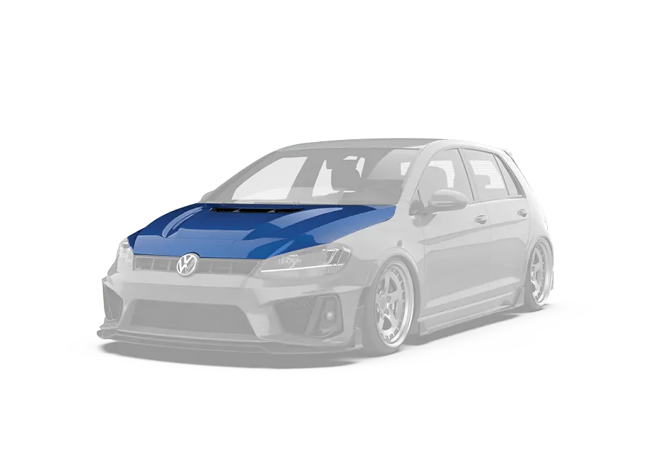 Volkswagen Golf R GTI Base MK7 MK7.5 2015 2016 2017 2018 2019 2020 2021 with Aftermarket Parts - Hood Bonnet Carbon Fiber / FRP from Robot Craftsman