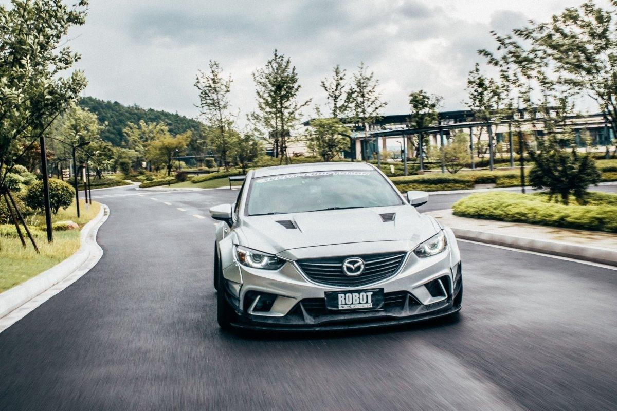 Mazda6 Sport Grand Touring Singature Carbon Edition 2014 2015 2016 2017 with Aftermarket Parts - Hood Bonnet Carbon Fiber / FRP from Robot Craftsman Mazda6 Sport Grand Touring Singature Carbon Edition 2014 2015 2016 2017 with Aftermarket Parts - Hood Bonnet Carbon Fiber / FRP from Robot Craftsman