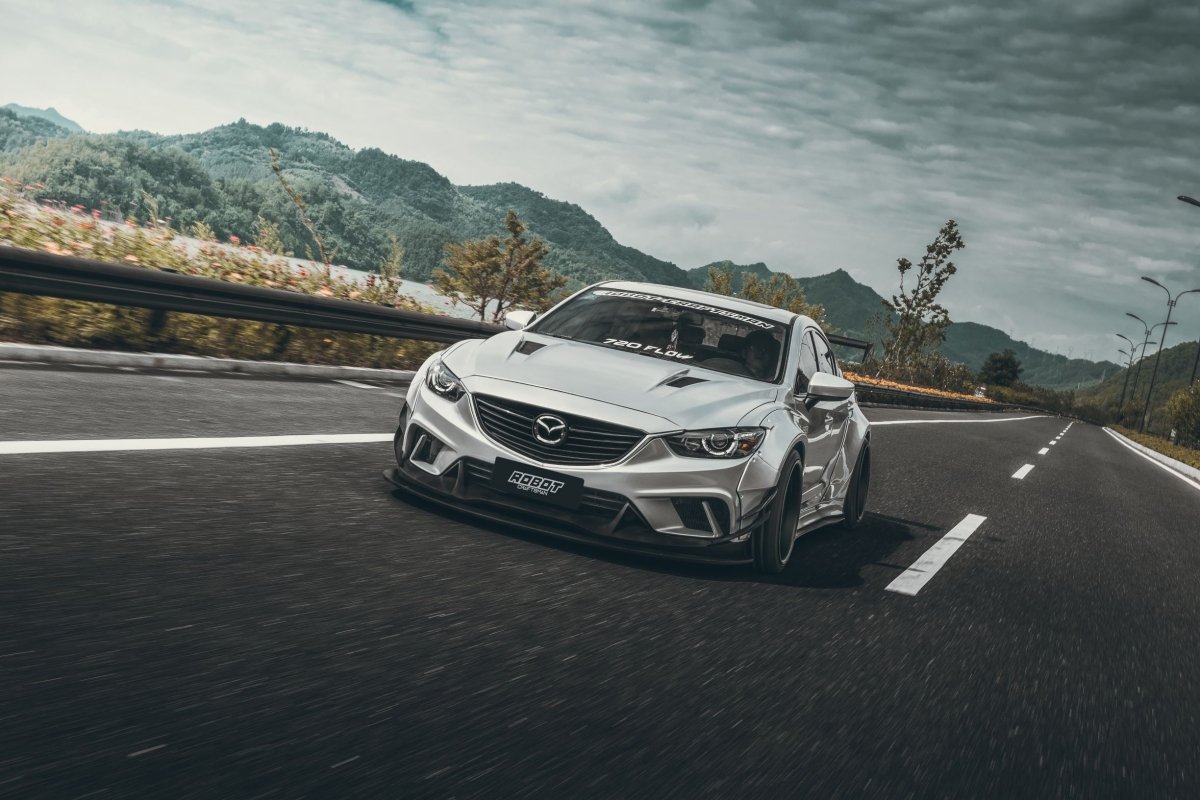 Mazda6 Sport Grand Touring Singature Carbon Edition 2014 2015 2016 2017 with Aftermarket Parts - Hood Bonnet Carbon Fiber / FRP from Robot Craftsman Mazda6 Sport Grand Touring Singature Carbon Edition 2014 2015 2016 2017 with Aftermarket Parts - Hood Bonnet Carbon Fiber / FRP from Robot Craftsman