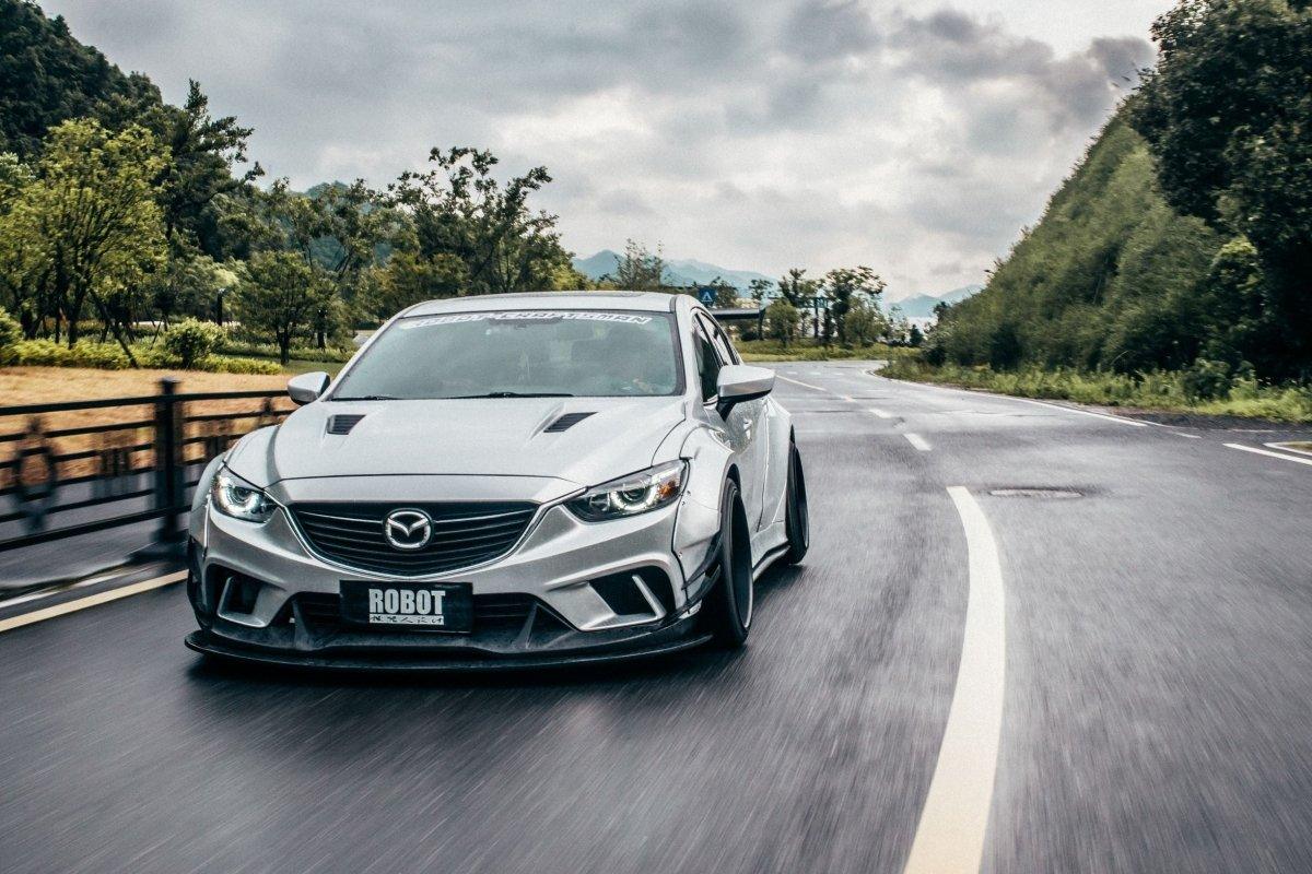Mazda6 Sport Grand Touring Singature Carbon Edition 2014 2015 2016 2017 with Aftermarket Parts - Hood Bonnet Carbon Fiber / FRP from Robot Craftsman Mazda6 Sport Grand Touring Singature Carbon Edition 2014 2015 2016 2017 with Aftermarket Parts - Hood Bonnet Carbon Fiber / FRP from Robot Craftsman