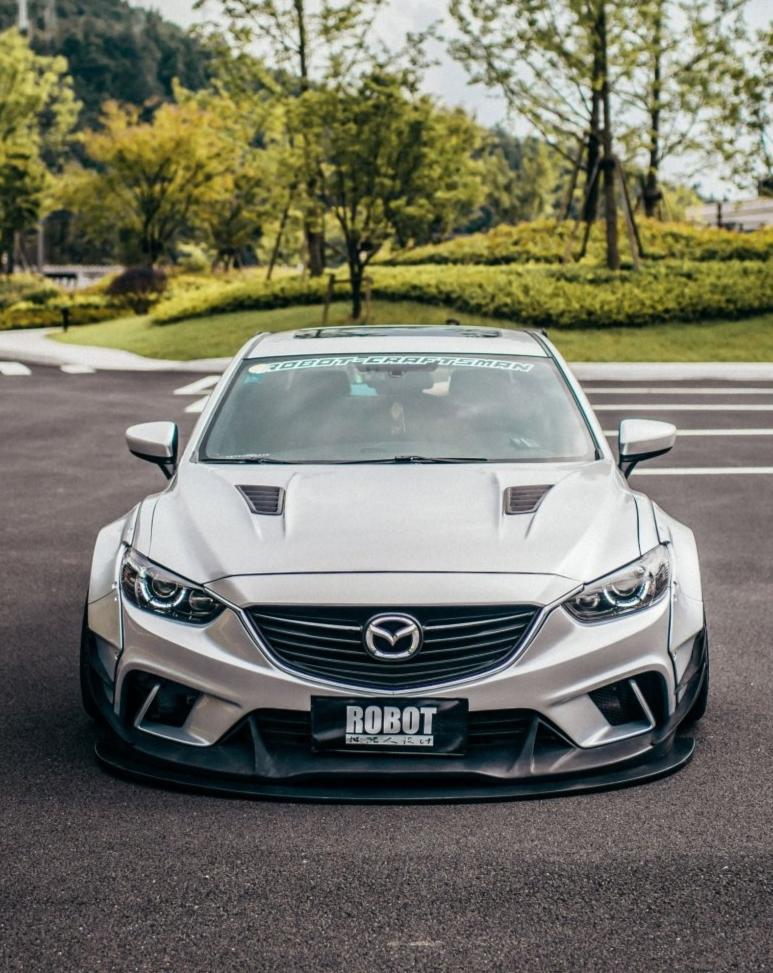 Mazda6 Sport Grand Touring Singature Carbon Edition 2014 2015 2016 2017 with Aftermarket Parts - Hood Bonnet Carbon Fiber / FRP from Robot Craftsman Mazda6 Sport Grand Touring Singature Carbon Edition 2014 2015 2016 2017 with Aftermarket Parts - Hood Bonnet Carbon Fiber / FRP from Robot Craftsman