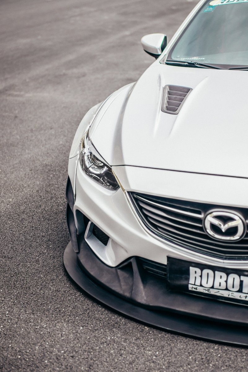 Mazda6 Sport Grand Touring Singature Carbon Edition 2014 2015 2016 2017 with Aftermarket Parts - Hood Bonnet Carbon Fiber / FRP from Robot Craftsman Mazda6 Sport Grand Touring Singature Carbon Edition 2014 2015 2016 2017 with Aftermarket Parts - Hood Bonnet Carbon Fiber / FRP from Robot Craftsman
