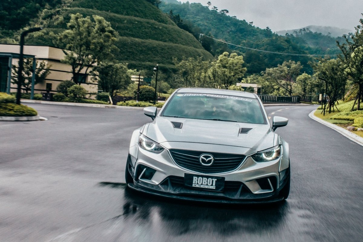 Mazda6 Sport Grand Touring Singature Carbon Edition 2014 2015 2016 2017 with Aftermarket Parts - Hood Bonnet Carbon Fiber / FRP from Robot Craftsman Mazda6 Sport Grand Touring Singature Carbon Edition 2014 2015 2016 2017 with Aftermarket Parts - Hood Bonnet Carbon Fiber / FRP from Robot Craftsman