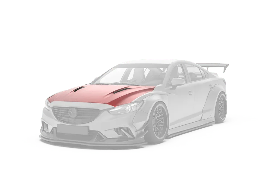 Mazda6 Sport Grand Touring Singature Carbon Edition 2014 2015 2016 2017 with Aftermarket Parts - Hood Bonnet Carbon Fiber / FRP from Robot Craftsman Mazda6 Sport Grand Touring Singature Carbon Edition 2014 2015 2016 2017 with Aftermarket Parts - Hood Bonnet Carbon Fiber / FRP from Robot Craftsman