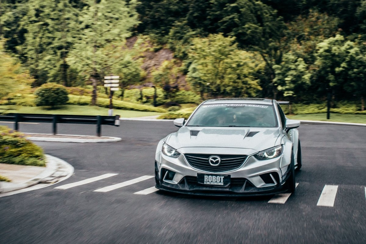 Mazda6 Sport Grand Touring Singature Carbon Edition 2014 2015 2016 2017 with Aftermarket Parts - Hood Bonnet Carbon Fiber / FRP from Robot Craftsman Mazda6 Sport Grand Touring Singature Carbon Edition 2014 2015 2016 2017 with Aftermarket Parts - Hood Bonnet Carbon Fiber / FRP from Robot Craftsman