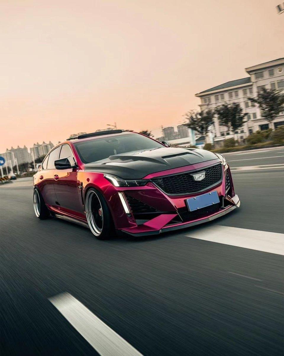 Cadillac CT5 CT5-V Sport Premium Luxury Base 2020 2021 2022 2023 2024 with Aftermarket Parts - "PRISM" Front Bumper & Front Lip Carbon Fiber / FRP from Robot Craftsman
