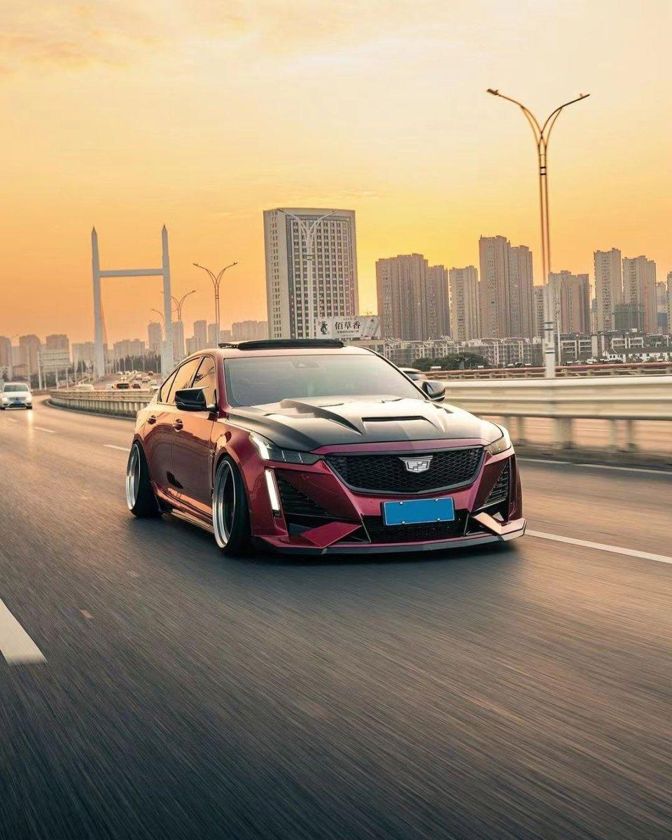 Cadillac CT5 CT5-V Sport Premium Luxury Base 2020 2021 2022 2023 2024 with Aftermarket Parts - "PRISM" Front Bumper & Front Lip Carbon Fiber / FRP from Robot Craftsman