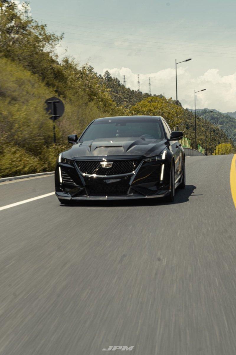 Cadillac CT5 CT5-V Sport Premium Luxury Base 2020 2021 2022 2023 2024 with Aftermarket Parts - "PRISM" Front Bumper & Front Lip Carbon Fiber / FRP from Robot Craftsman