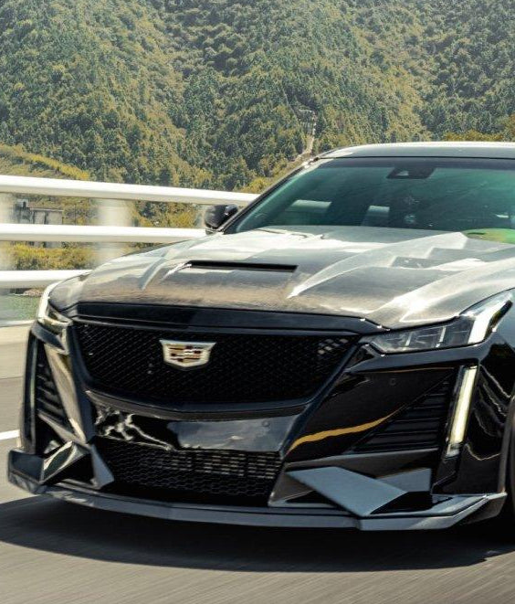 Cadillac CT5 CT5-V Sport Premium Luxury Base 2020 2021 2022 2023 2024 with Aftermarket Parts - "PRISM" Front Bumper & Front Lip Carbon Fiber / FRP from Robot Craftsman