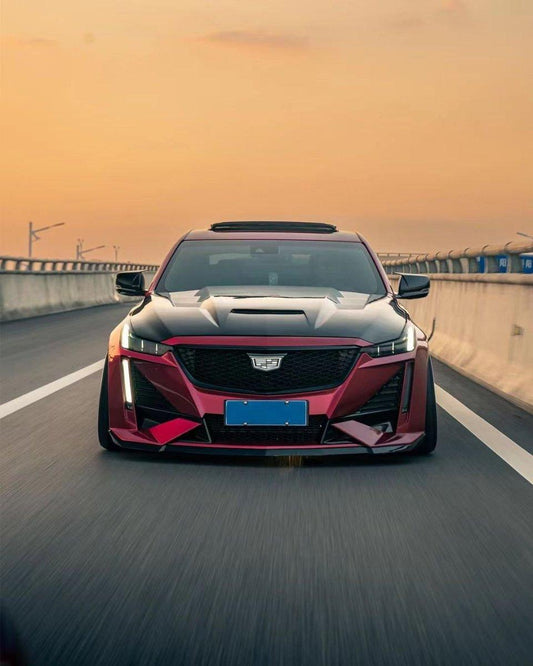 Cadillac CT5 CT5-V Sport Premium Luxury Base 2020 2021 2022 2023 2024 with Aftermarket Parts - "PRISM" Front Bumper & Front Lip Carbon Fiber / FRP from Robot CraftsmanSpeedShop