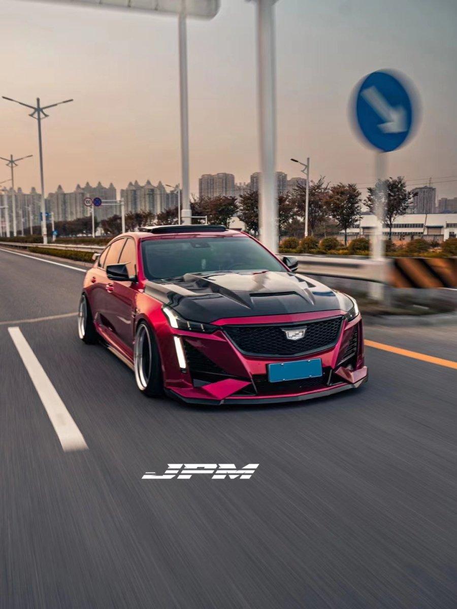 Cadillac CT5 CT5-V Blackwing Sport Premium Luxury Base 2020 2021 2022 2023 2024 with Aftermarket Parts - "PRISM" Hood Bonnet Carbon Fiber / FRP from Robot Craftsman
