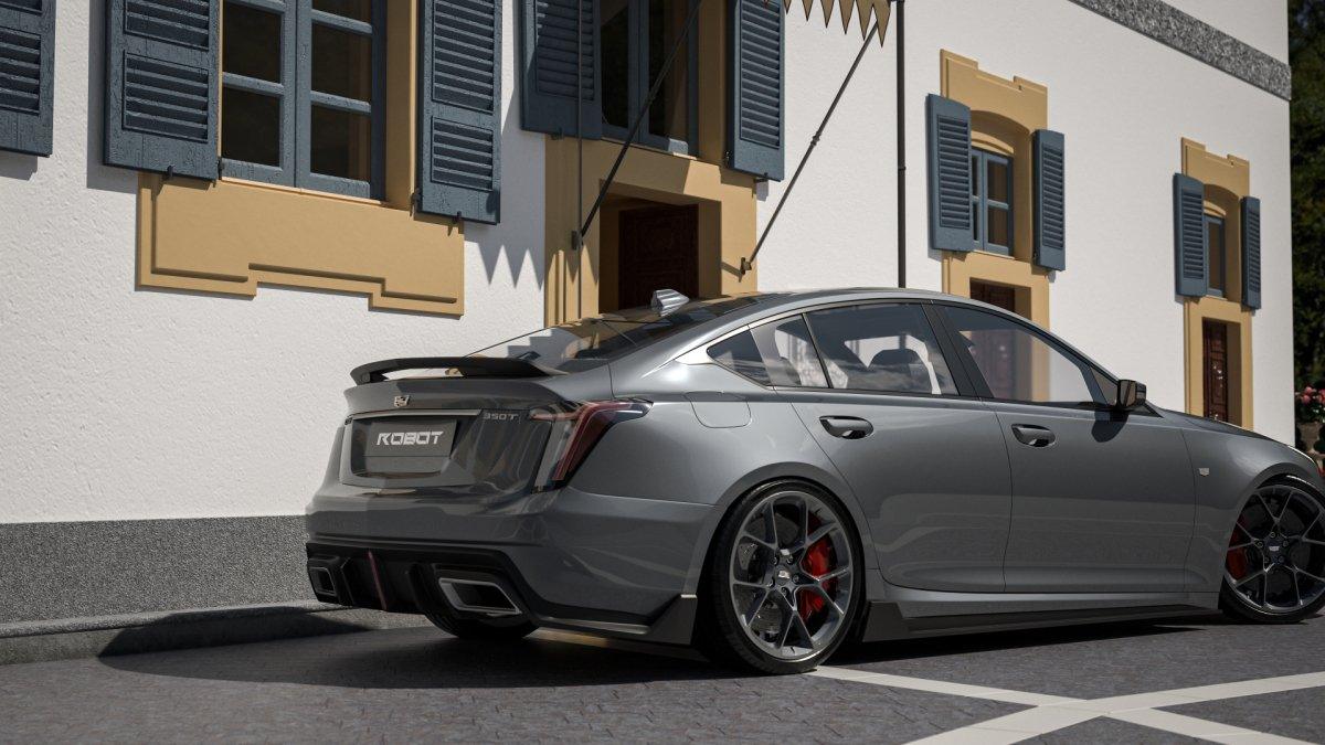 Cadillac CT5 CT5-V Blackwing Sport Premium Luxury Base 2020 2021 2022 2023 2024 with Aftermarket Parts - "PRISM" Rear Ducktail Spoiler Carbon Fiber / FRP from Robot Craftsman