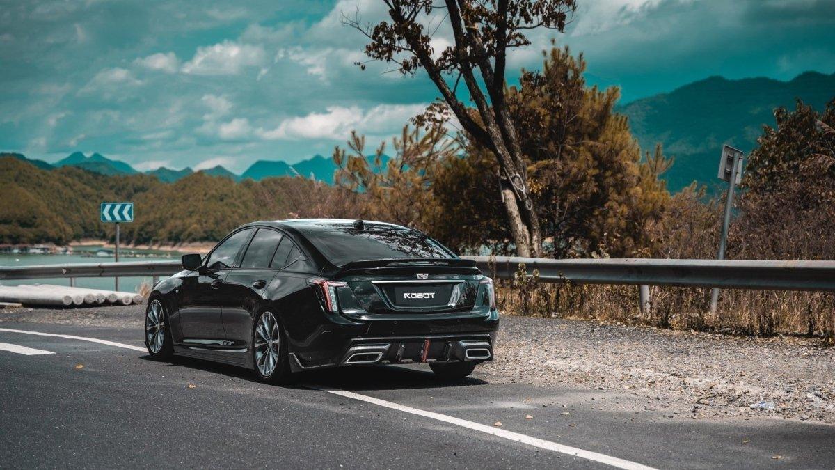 Cadillac CT5 CT5-V Blackwing Sport Premium Luxury Base 2020 2021 2022 2023 2024 with Aftermarket Parts - "PRISM" Rear Ducktail Spoiler Carbon Fiber / FRP from Robot Craftsman Cadillac CT5 CT5-V Blackwing Sport Premium Luxury Base 2020 2021 2022 2023 2024 with Aftermarket Parts - "PRISM" Rear Ducktail Spoiler Carbon Fiber / FRP from Robot Craftsman