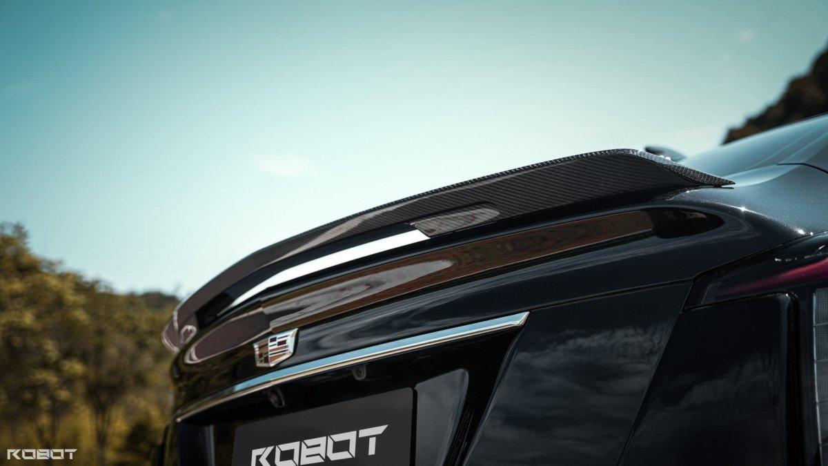 Cadillac CT5 CT5-V Blackwing Sport Premium Luxury Base 2020 2021 2022 2023 2024 with Aftermarket Parts - "PRISM" Rear Ducktail Spoiler Carbon Fiber / FRP from Robot Craftsman