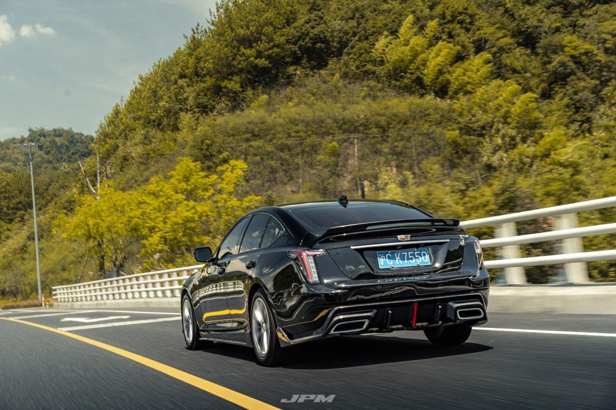 Cadillac CT5 CT5-V Blackwing Sport Premium Luxury Base 2020 2021 2022 2023 2024 with Aftermarket Parts - "PRISM" Rear Ducktail Spoiler Carbon Fiber / FRP from Robot Craftsman