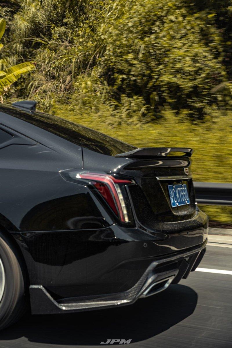 Cadillac CT5 CT5-V Blackwing Sport Premium Luxury Base 2020 2021 2022 2023 2024 with Aftermarket Parts - "PRISM" Rear Ducktail Spoiler Carbon Fiber / FRP from Robot Craftsman