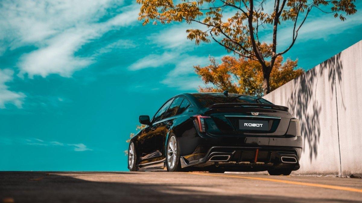 Cadillac CT5 CT5-V Blackwing Sport Premium Luxury Base 2020 2021 2022 2023 2024 with Aftermarket Parts - "PRISM" Rear Ducktail Spoiler Carbon Fiber / FRP from Robot Craftsman Cadillac CT5 CT5-V Blackwing Sport Premium Luxury Base 2020 2021 2022 2023 2024 with Aftermarket Parts - "PRISM" Rear Ducktail Spoiler Carbon Fiber / FRP from Robot Craftsman