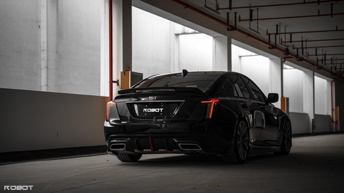 Cadillac CT5 CT5-V Blackwing Sport Premium Luxury Base 2020 2021 2022 2023 2024 with Aftermarket Parts - "PRISM" Rear Ducktail Spoiler Carbon Fiber / FRP from Robot Craftsman Cadillac CT5 CT5-V Blackwing Sport Premium Luxury Base 2020 2021 2022 2023 2024 with Aftermarket Parts - "PRISM" Rear Ducktail Spoiler Carbon Fiber / FRP from Robot Craftsman