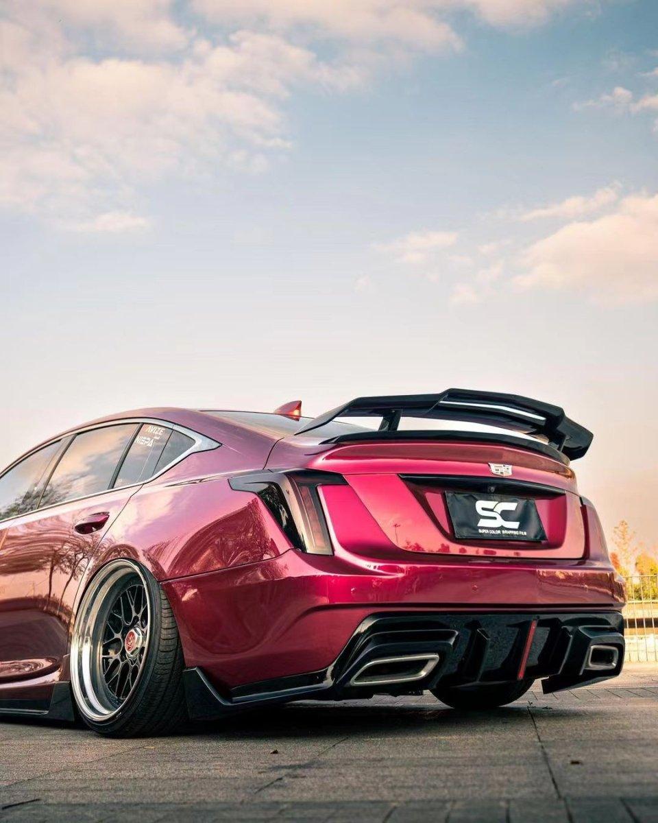 Cadillac CT5 CT5-V Blackwing Sport Premium Luxury Base 2020 2021 2022 2023 2024 with Aftermarket Parts - PRISM Rear GT Wing Carbon Fiber / FRP from Robot Craftsman Cadillac CT5 CT5-V Blackwing Sport Premium Luxury Base 2020 2021 2022 2023 2024 with Aftermarket Parts - PRISM Rear GT Wing Carbon Fiber / FRP from Robot Craftsman