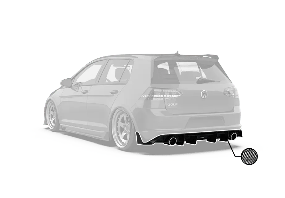 Volkswagen Golf R GTI Base MK7.5 2018 2019 2020 2021 (also suitable for Golf R and base Golf with exhaust conversion) with Aftermarket Parts - Rear Diffuser Carbon Fiber / FRP from Robot Craftsman