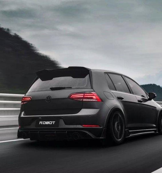 Volkswagen Golf Base MK7 MK7.5 2015 2016 2017 2018 2019 2020 2021 with Aftermarket Parts - Rear Roof Spoiler Carbon Fiber / FRP from Robot Craftsman