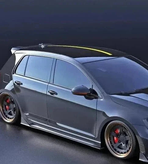 Volkswagen Golf R GTI Base MK7 MK7.5 2015 2016 2017 2018 2019 2020 2021 with Aftermarket Parts - Side Skirts & Side Skirts Extensions Carbon Fiber / FRP from Robot Craftsman
