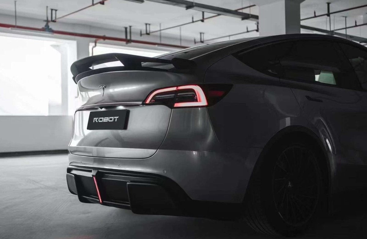 Tesla Model Y Performance AWD Long Range RWD Standard 2020 2021 2023 2024 with Aftermarket Parts - "STARSHIP" Rear Spoiler Wing Carbon Fiber / FRP from Robot Craftsman Tesla Model Y Performance AWD Long Range RWD Standard 2020 2021 2023 2024 with Aftermarket Parts - "STARSHIP" Rear Spoiler Wing Carbon Fiber / FRP from Robot Craftsman