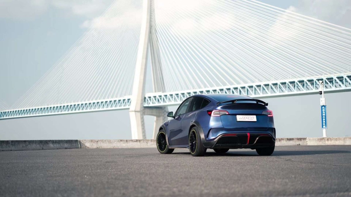 Tesla Model Y Performance AWD Long Range RWD Standard 2020 2021 2023 2024 with Aftermarket Parts - "STARSHIP" Rear Spoiler Wing Carbon Fiber / FRP from Robot Craftsman Tesla Model Y Performance AWD Long Range RWD Standard 2020 2021 2023 2024 with Aftermarket Parts - "STARSHIP" Rear Spoiler Wing Carbon Fiber / FRP from Robot Craftsman