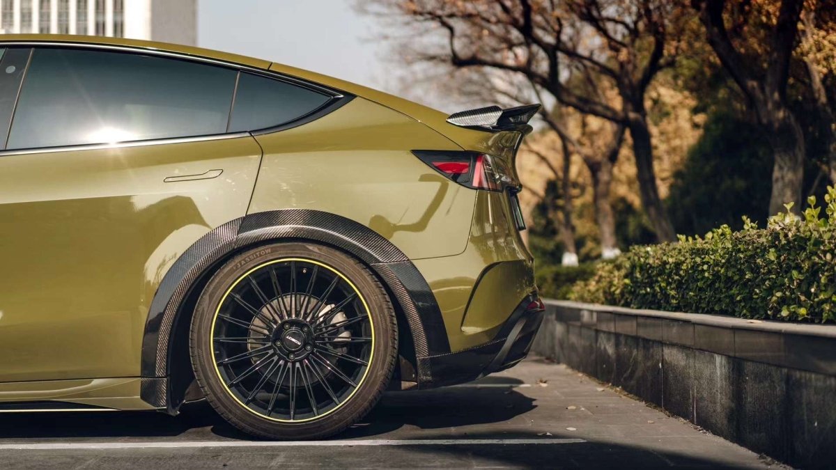 Tesla Model Y Performance AWD Long Range RWD Standard 2020 2021 2023 2024 with Aftermarket Parts - "STARSHIP" Rear Spoiler Wing Carbon Fiber / FRP from Robot Craftsman Tesla Model Y Performance AWD Long Range RWD Standard 2020 2021 2023 2024 with Aftermarket Parts - "STARSHIP" Rear Spoiler Wing Carbon Fiber / FRP from Robot Craftsman